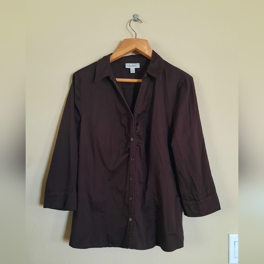Dress Barn Chocolate Brown Button Down